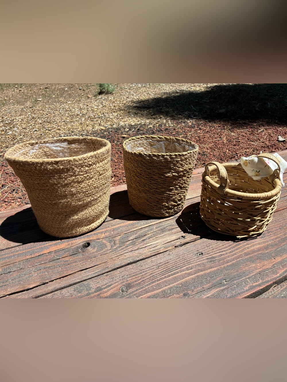 Source Unknown Woven Seagrass and Straw Basket Set - Tan